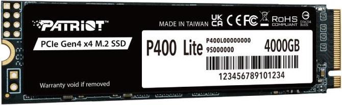Actual product image Patriot SSD 4TB M.2 P400 Lite PCIe 4.0 3500/2700 (4000 GB, M.2 2280)