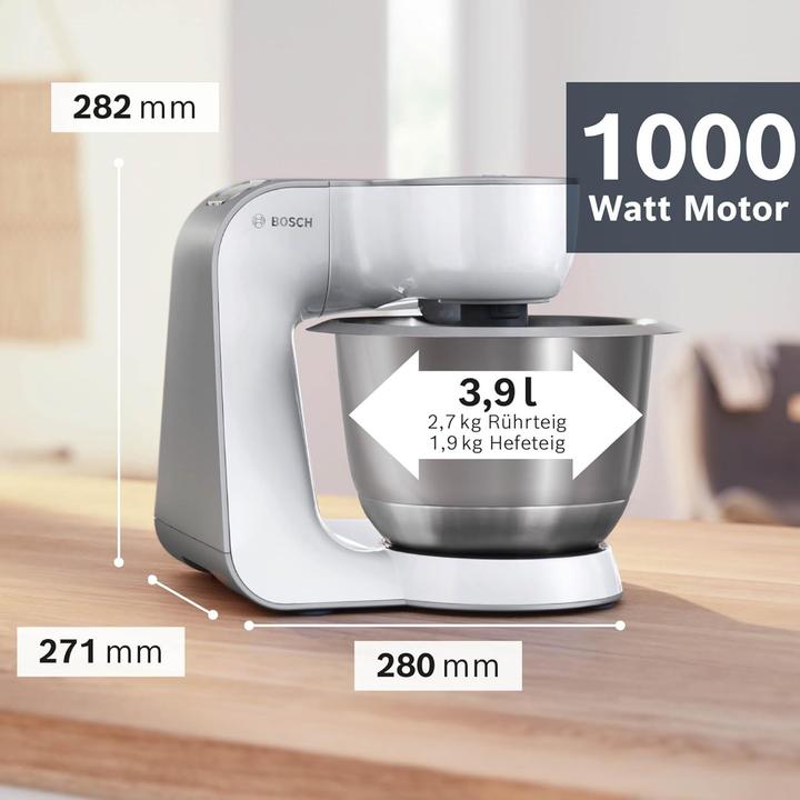 Actual product image Bosch Hausgeräte Series 4, Food processor, MUM 5, 1000 W, white, silver, MUM58210 (1000 W, 3.90 l)