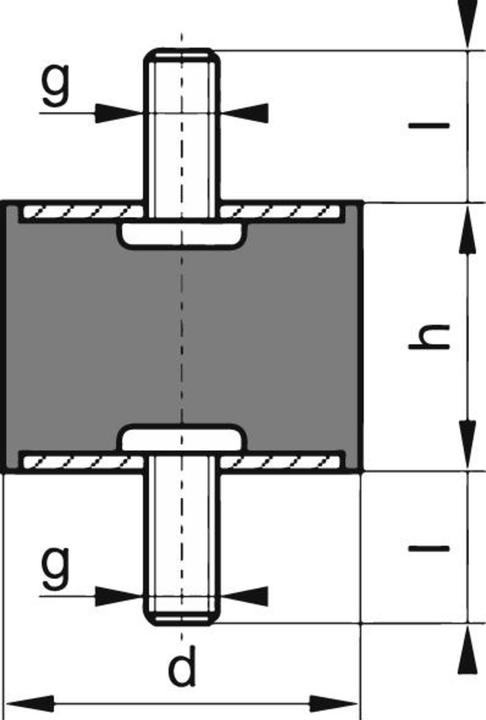 Produktbild Magni Gummi-Metall-Puffer zylindrisch Typ A D30xH30mm M8x20 NR57 (Anschlagdämpfer)
