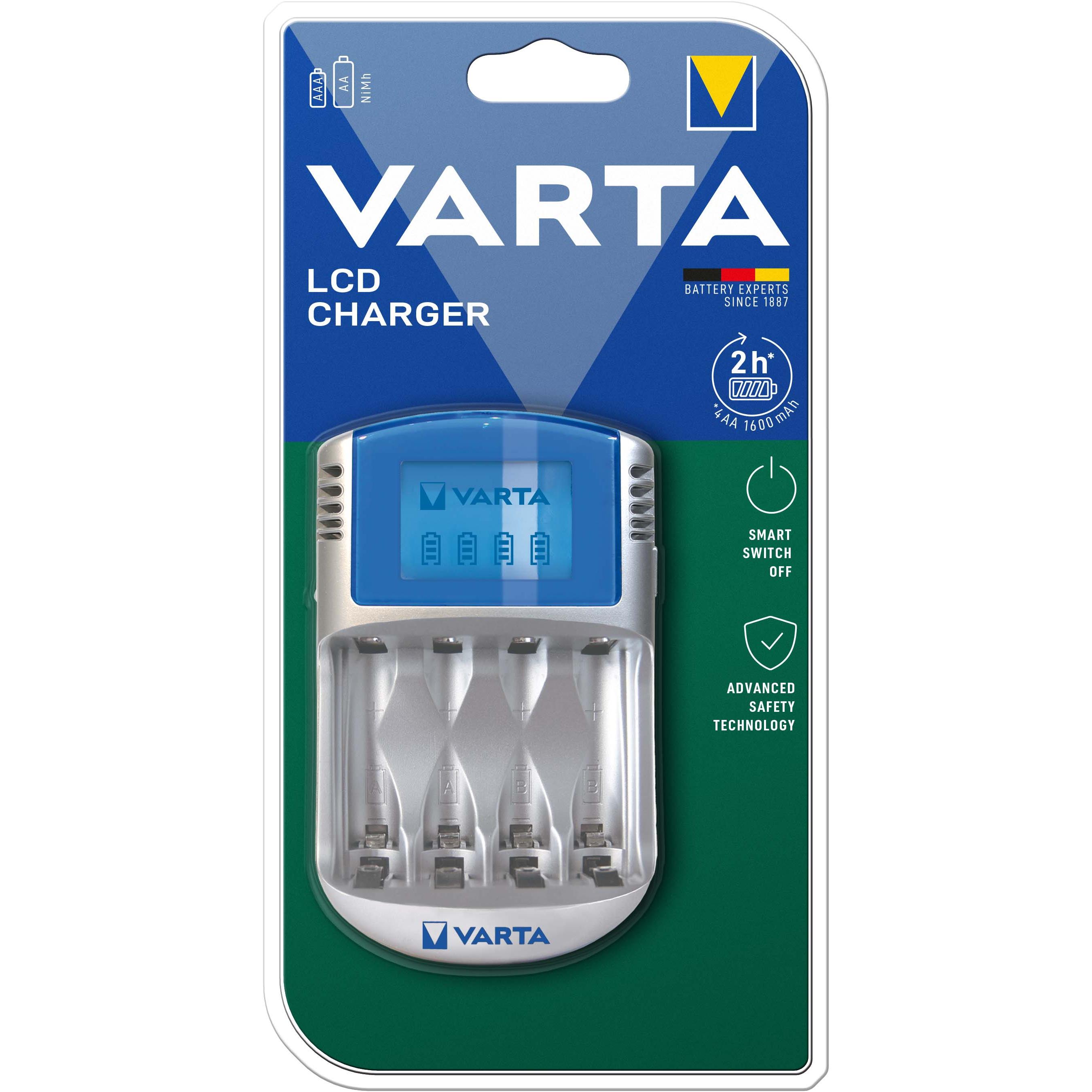 Varta LCD Charger (1 Stk., AAA, AA, 2600 mAh, Ladegerät ohne Akku), Akku Ladegerät