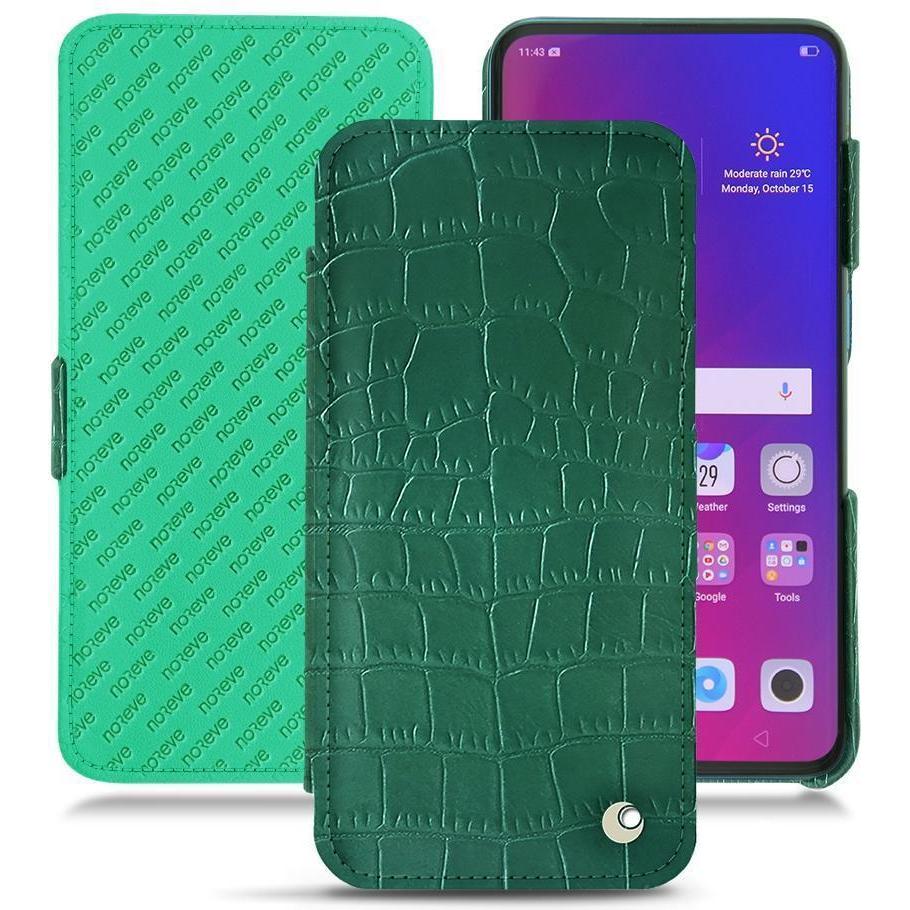 Noreve Lederschutzhülle horizontal (Oppo Find X), Smartphone Hülle, Grün