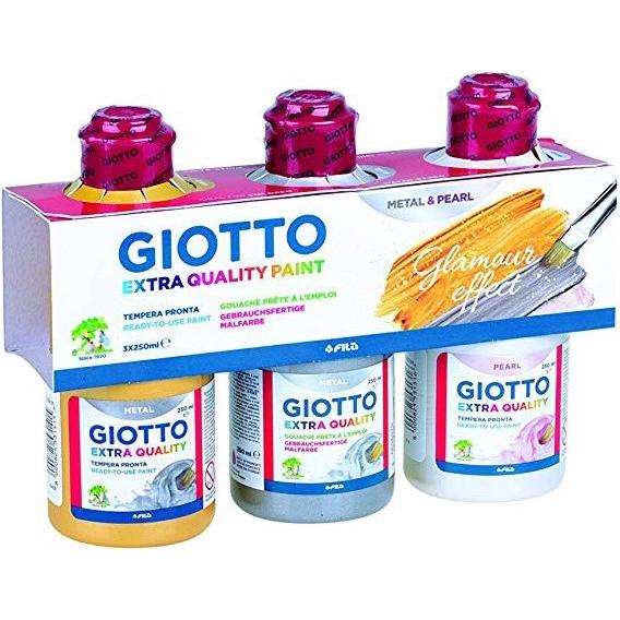Giotto Assortment 3 Bottles 250ml (métal gold, metal silver, pearl white)