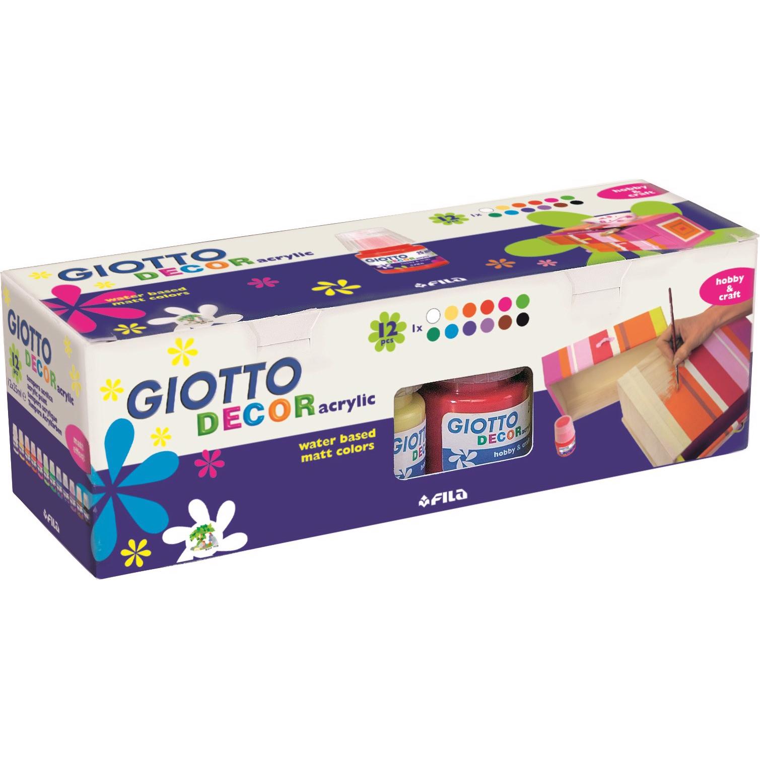 Giotto, Künstlerfarbe + Bastelfarbe, DECOR Acrylic 12x25 ml (Bunt, 25 ml)