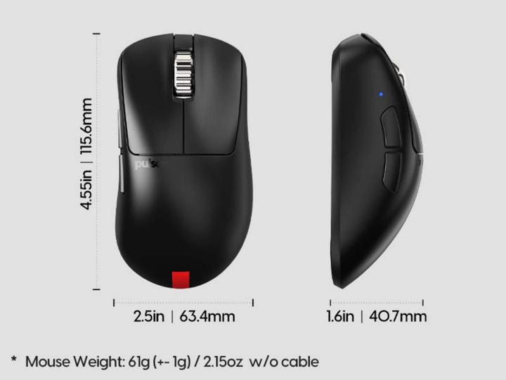Actual product image Pulsar Xlite V4 eS Mini Wireless - Gaming Mus - Optisk - 5 scarce - Sort (Cable, Wireless)