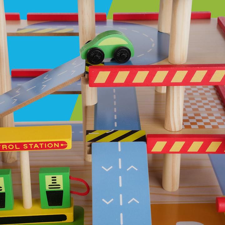 Immagine prodotto Hermex Holz-Parkhaus für Kinder mit Zubehör Parkgarage Spielzeug Spielgarage