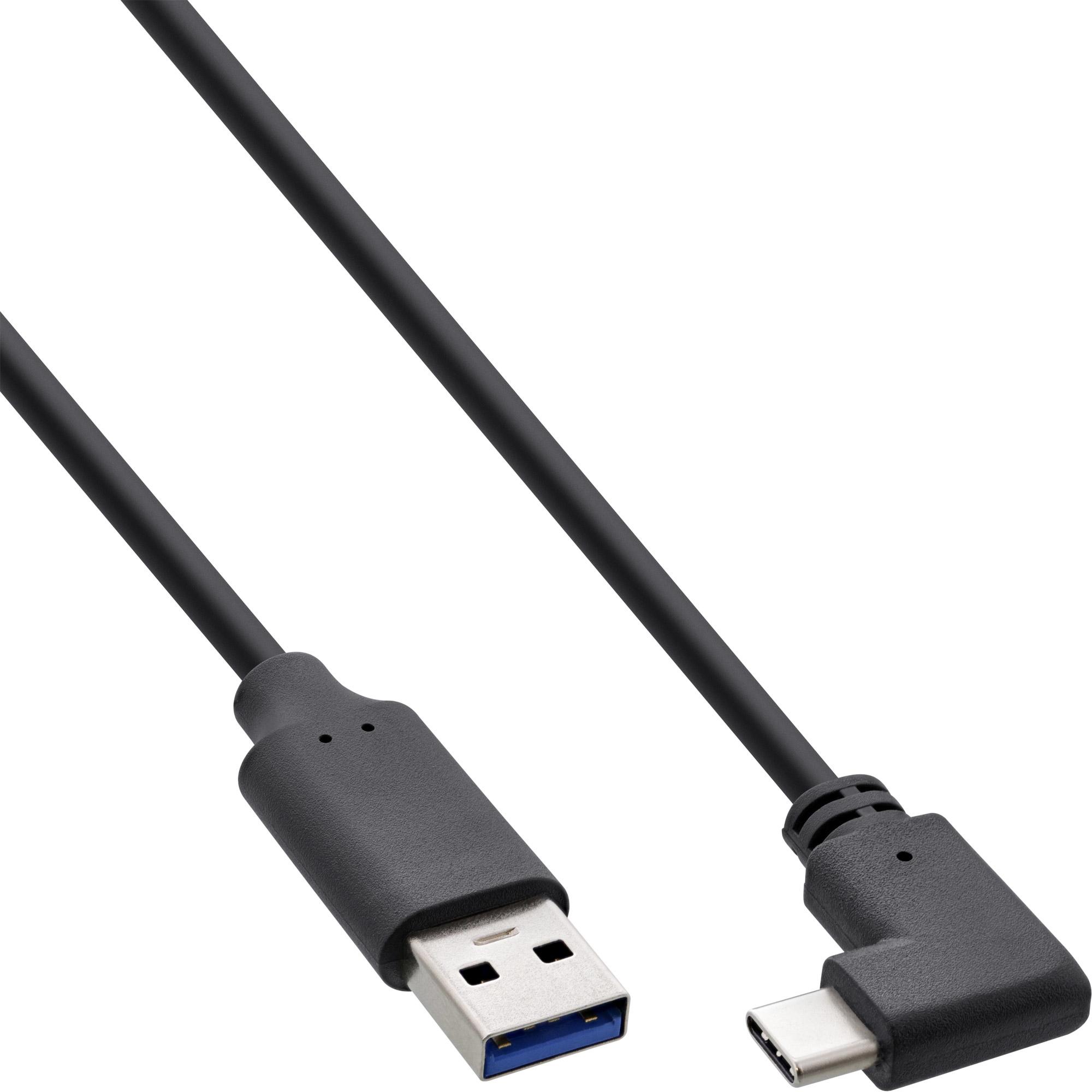 InLine  USB 3.2 Kabel, Typ C Stecker an A Stecker, schwarz, 0,5m (2 m, USB 3.2 Gen 2), USB Kabel