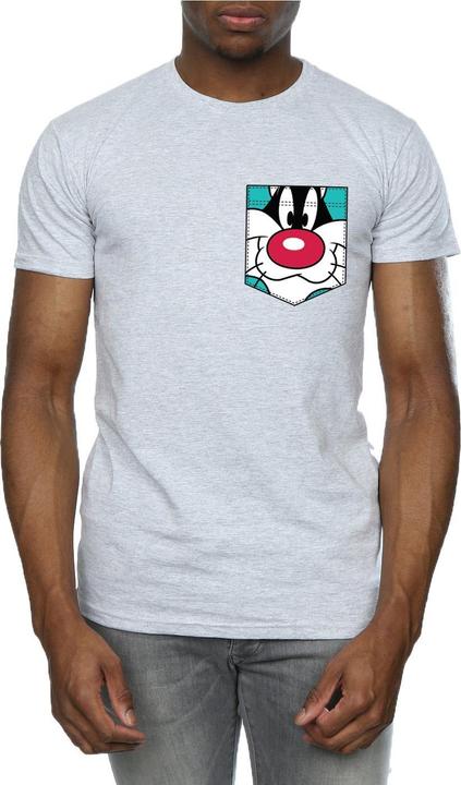 Immagine prodotto Looney Tunes Sylvester Face Faux Pocket Maglietta Uomo (XL)