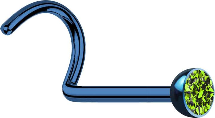 Immagine prodotto Star Piercing Borchia nasale curva blu scuro con cristallo verde chiaro (senza ottone, Acciaio chirurgico 316L)