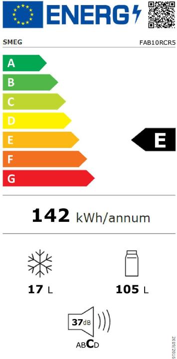 Etichetta energetica Smeg Stile retrò FAB10RCR5 (122 l)