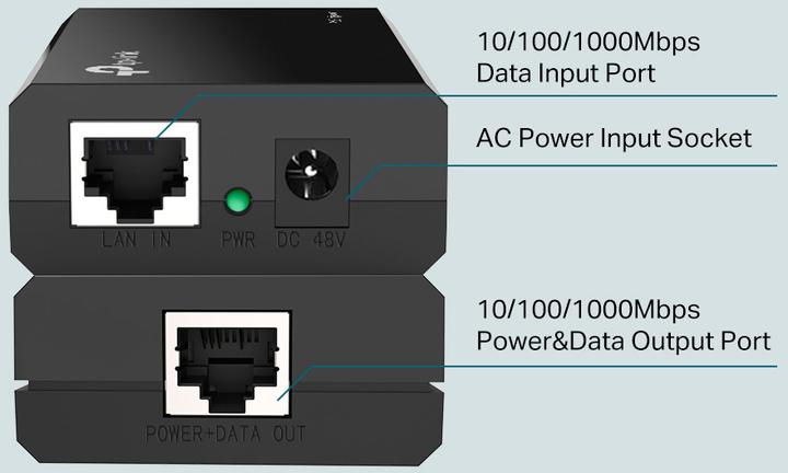Actual product image TP-Link PoE+ Injector Adapter TL-POE160S Ethernet LAN (RJ-45) Ports 1x10 (802.3at (PoE+), 802.3af (PoE), 30 W)