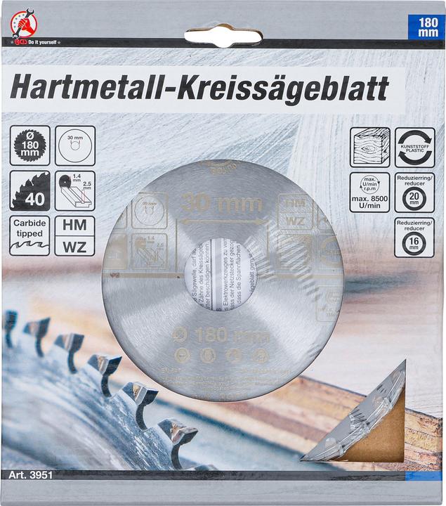 Actual product image BGS Carbide Tipped Circular Saw Blade | Ø 180 x 30 x 2.5 mm | 40 teeth