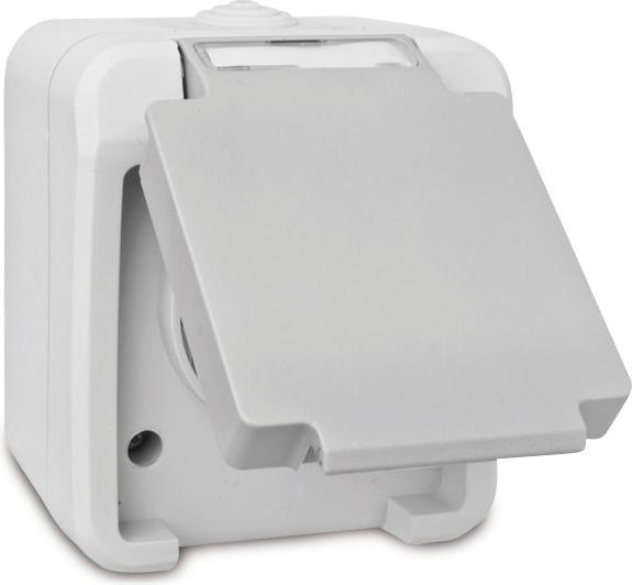Actual product image Peranova 102435 Damp-proof switch range Protective contact socket outlet Pera Hellg