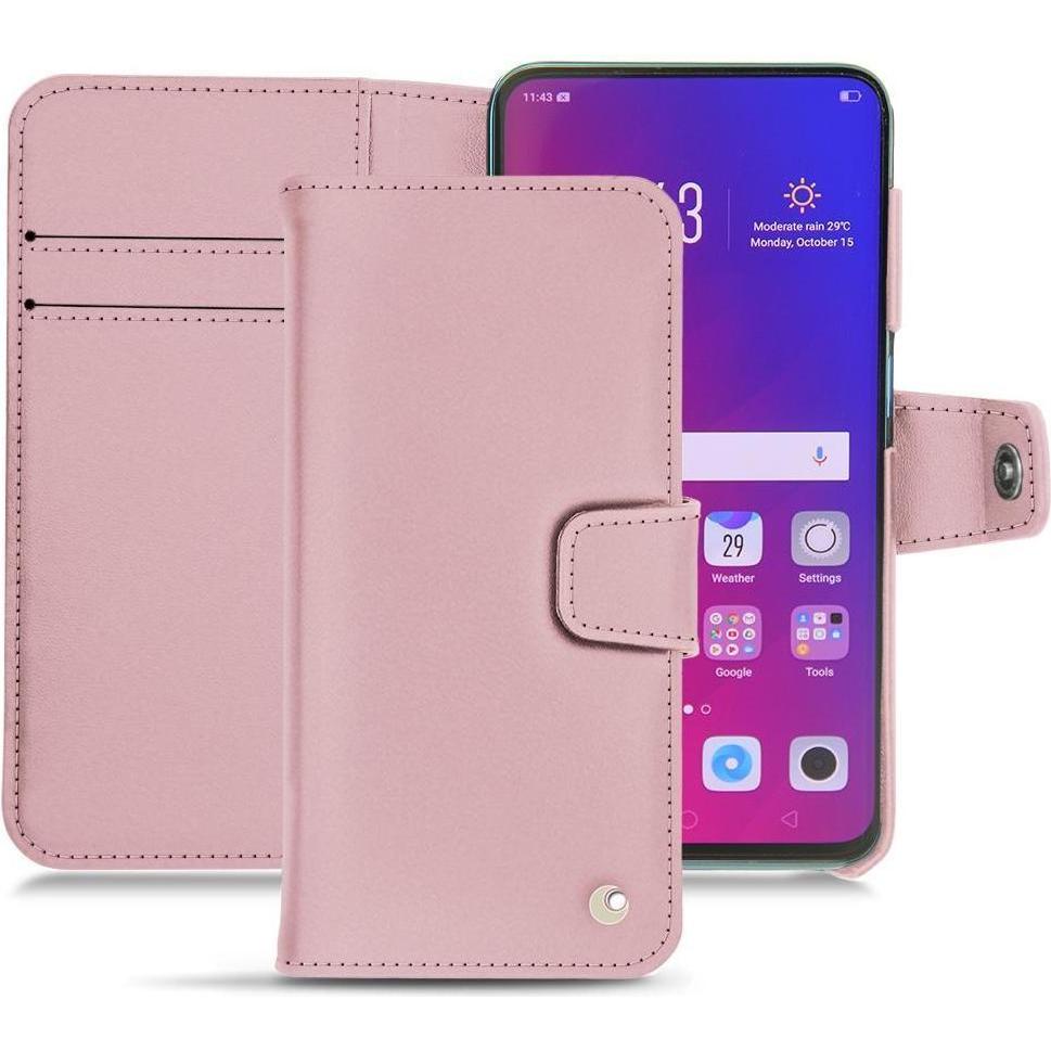 Noreve Lederschutzhülle Wallet (Oppo Find X), Smartphone Hülle, Rosa