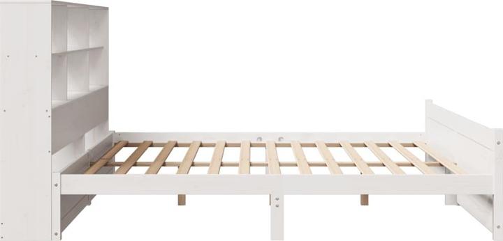 Produktbild vidaXL Massivholzbett Holzbett Bett mit Regal ohne Matratze Weiss 180x200cm (180 x 200 cm)
