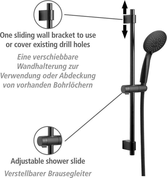 Immagine prodotto Wenko Set doccia Young Line nero (5 Tipi di raggi, 10 l/min)