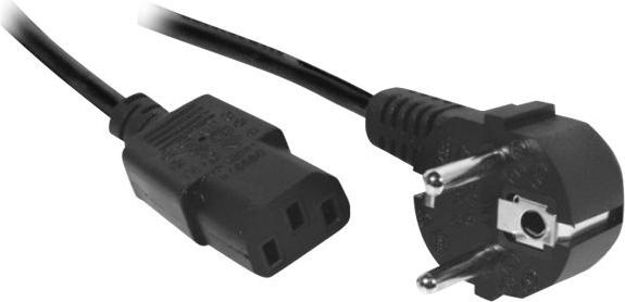Produktbild Tecline Netzanschlusskabel, Schutzkontaktstecker abgewinkelt an Kaltgerätebuchse, schwarz, 0,6 m Netzanschlu (0.60 m)
