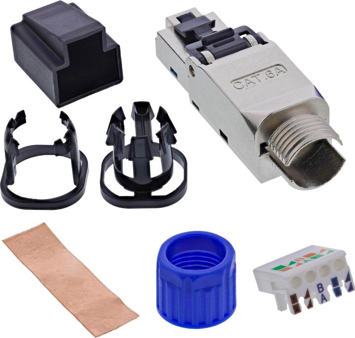 Produktbild InLine RJ45 Stecker Cat.6A 500MHz, feldkonfektionierbar, geschirmt, mit Schraubverschluss (Netzwerkkabel Stecker)