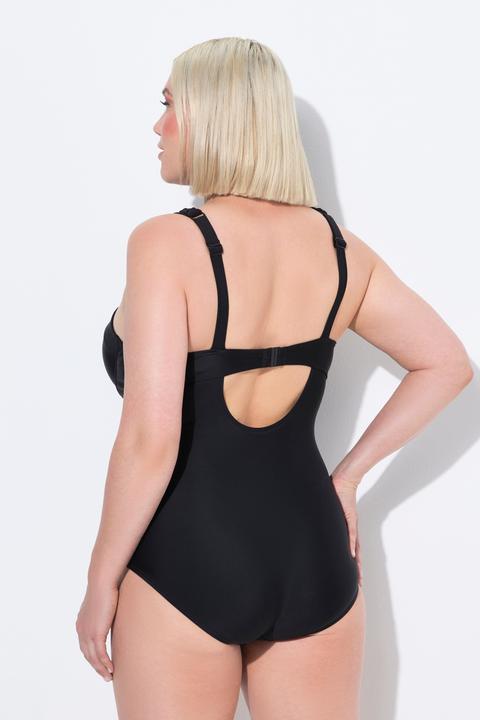Actual product image Ulla Popken Draped Strap One Piece Underwire Swimsuit (58)