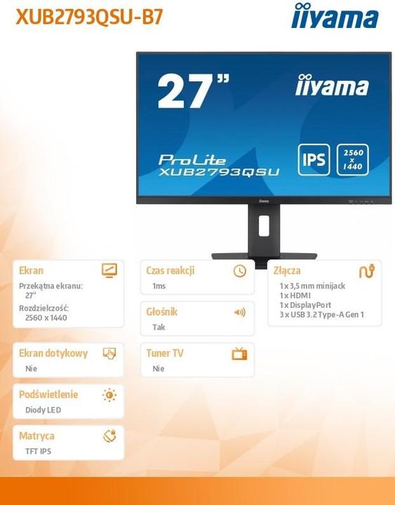 Immagine prodotto iiyama Monitor XUB2793QSU-B7 (2560 x 1440 pixel, 27")
