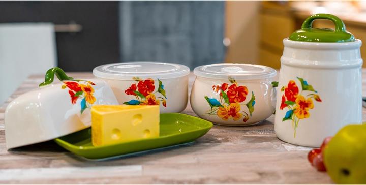 Produktbild neuetischkultur Mikrowellen Keramik Schüssel 900 ml Kapuzinerkresse (0.90 l)