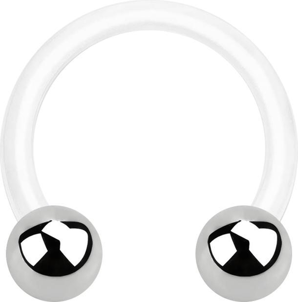 Produktbild Star Piercing Micro Circular Barbell weiss mit zwei Kugeln silber (ohne Messing, Chirurgenstahl 316L, Kunststoff)