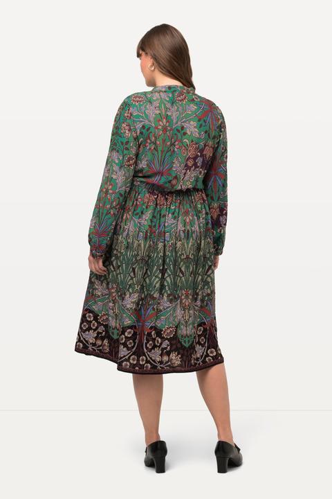 Image du produit Ulla Popken Robe midi à col en V et manches longues, imprimé patchwork (46, 48)