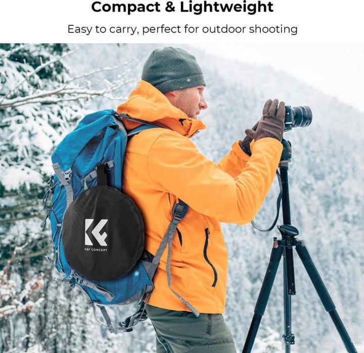 Produktbild K&F Concept 5 in 1 Circular Photography Reflector 107cm with Handle Grip Gold Sliver Black White Translucent Pa (110 cm)