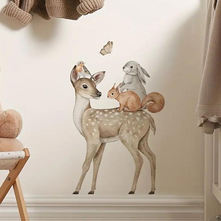 Milkii Wandsticker, Reh mit Freunden (45 x 27 cm)