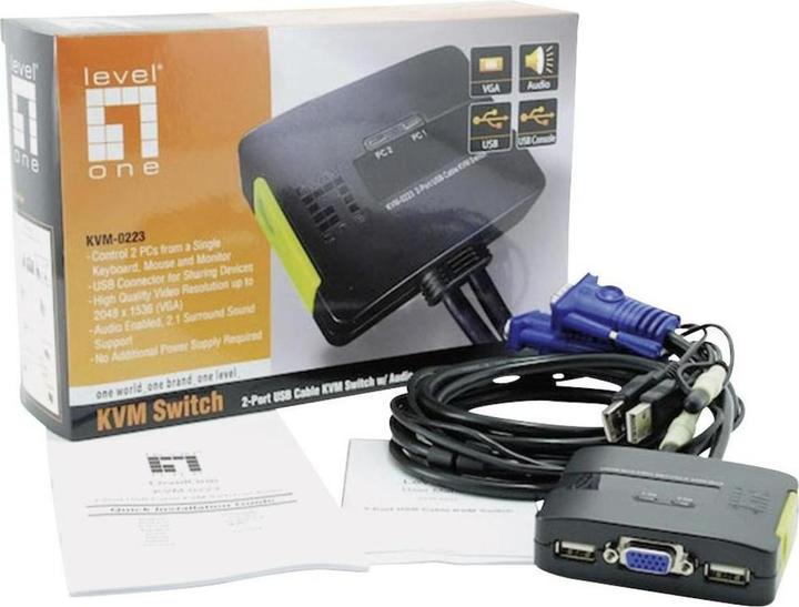 Actual product image LevelOne KVM-0223, 2-Port KVM Switch, VGA, Audio, USB