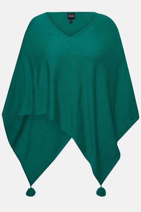 Actual product image Ulla Popken Knit Pointed Hem Poncho (58, 60, 62)