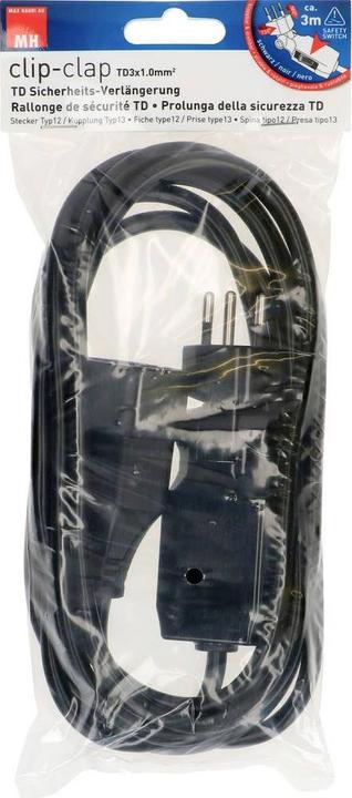 Actual product image Max Hauri Extension cable 3 m T13 - T12 clip-clap, black (3 m, Type 12)
