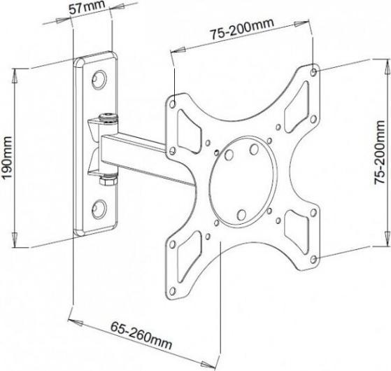 Actual product image Techly TV wall mount 48.3 cm (19) 94.0 (37) Tilt+Swivel (Wall, 25 kg, 19" - 94")