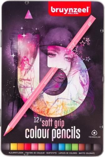 Productafbeelding Bruynzeel Soft grip kleurpotlood tin light | 12 kleuren (12x)