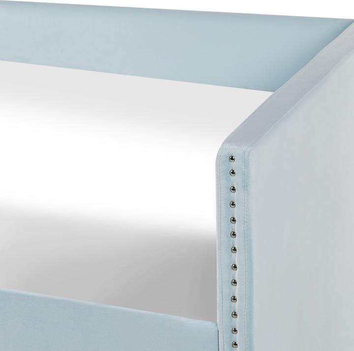 Actual product image Beliani Daybed extendable velvet fabric light blue slatted frame 90 x 200 cm TROYES (90 x 200 cm)