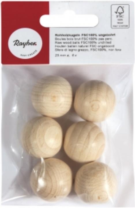 Image du produit Rayher Boules en bois brut FSC 100% non percées, 25mm ø