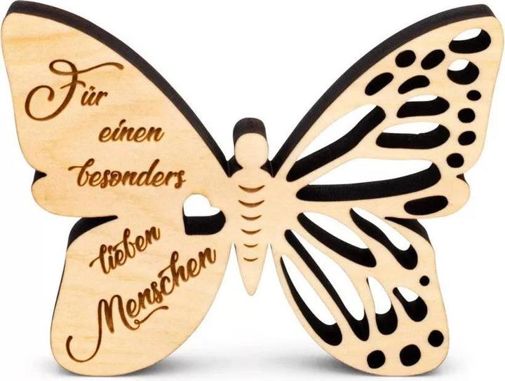 Immagine prodotto ZNatur Decorazione regalo con farfalla in legno di pino cembro con incisione Lieber Mensch No.45