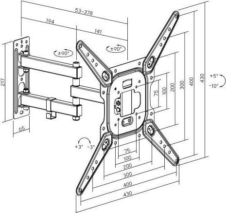 Produktbild Standart TV WALL MOUNT (KL22-22F) (Wand, 35 kg, 23" - 42")