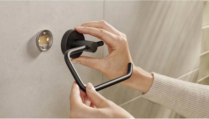 Actual product image tesa MOON BLACK toilet roll holder incl. adhesive solution without drilling