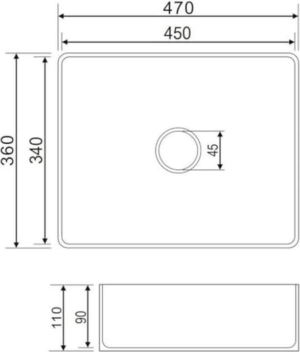Image du produit Omnires Pasadena rechteckiges Aufsatzwaschbecken 47x36 cm weiss (360 mm, 470 mm)