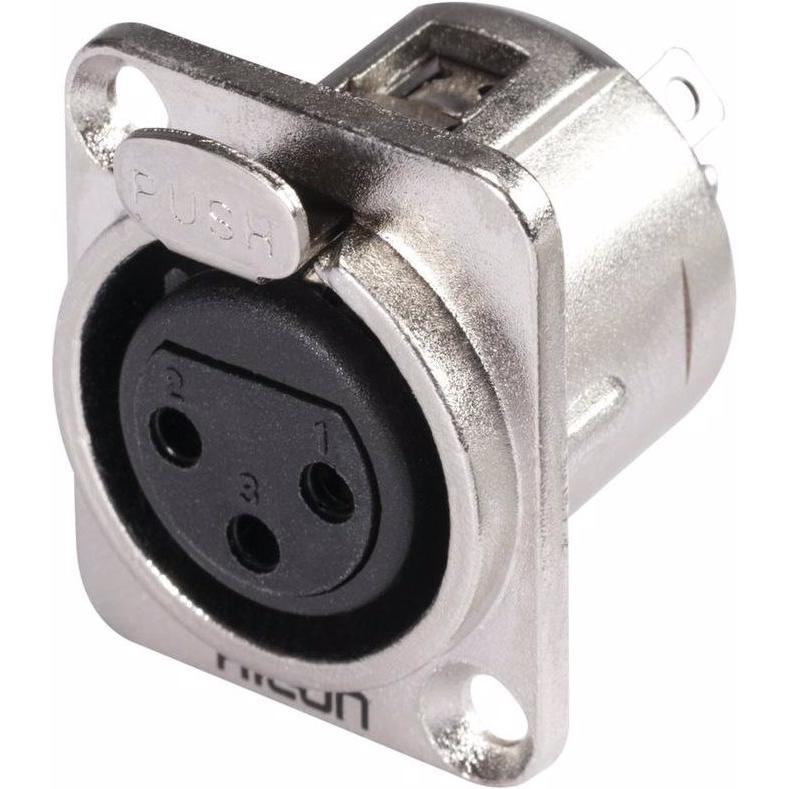 Hicon XLR Einbaukupplung 3pol HI-X3DF, Audio Stecker, Silber, Schwarz