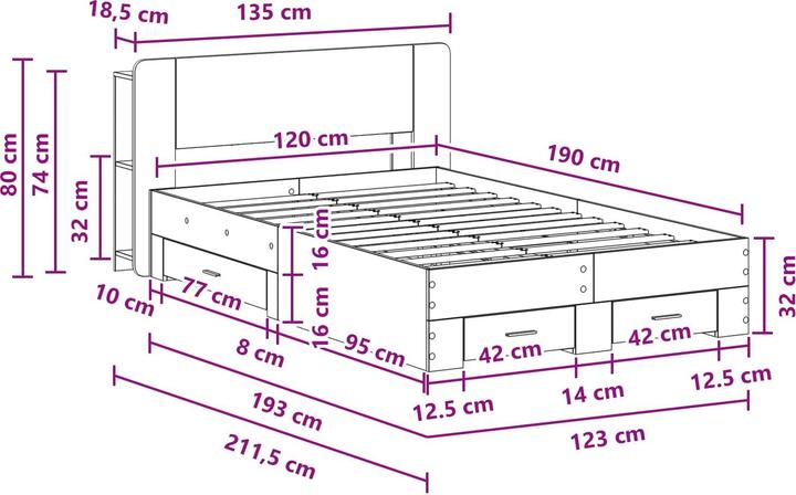 Image du produit vidaXL Bettrahmen (120 x 190 cm)