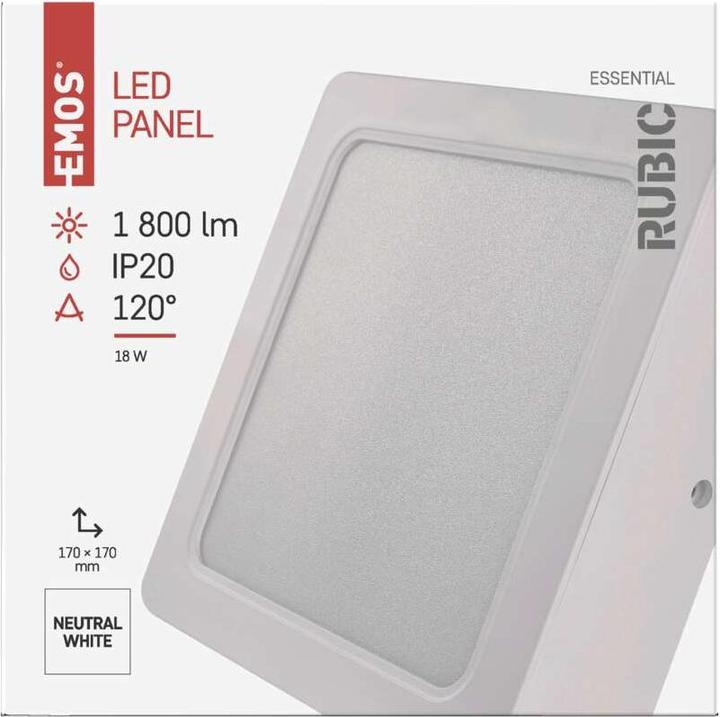 Image du produit Emos Luminaire LED apparent RUBIC, carré, blanc, 18W, blanc neutre (1800 lm)