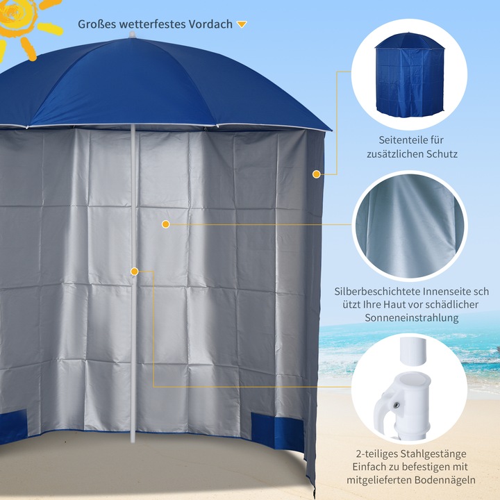 Produktbild Outsunny Sonnenschirm mit Seitenwänden (2.20 m)