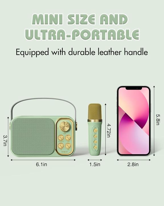 Actual product image Bescost Tragbare Karaoke Maschine mit 2 Mikrofonen