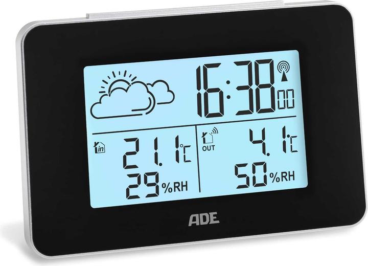 Actual product image ADE Wetterstation mit Funk-Aussensensor mit DCF-Funkuhr, Schwarz