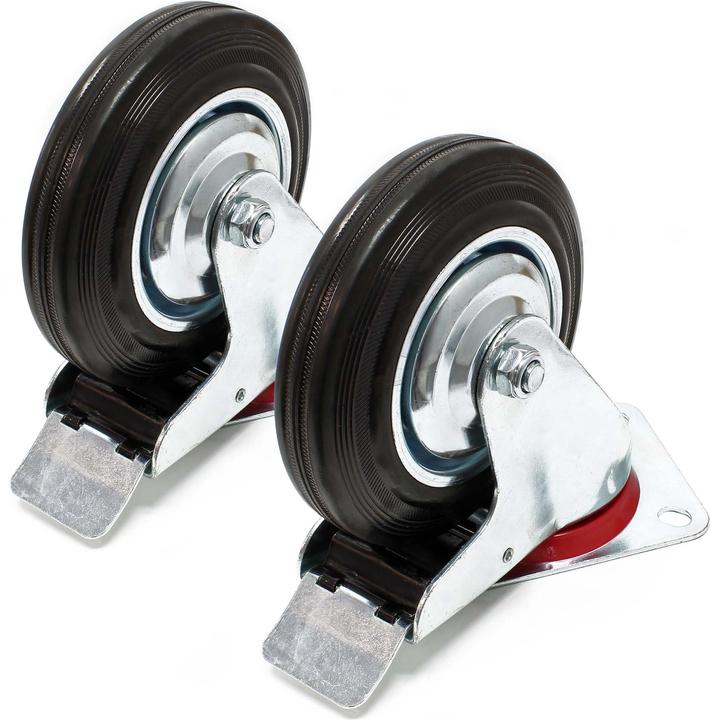 Produktbild Wiltec Doppelstopp-Lenkrolle Set 2x Vollgummirad 200mm 150kg Transportrollen