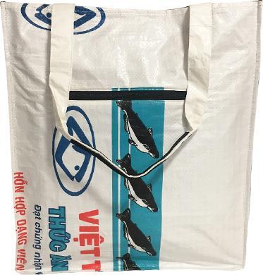 Image du produit Bekos Upcycling - Grand sac de shopping en sacs de nourriture pour poissons recyclés blanc