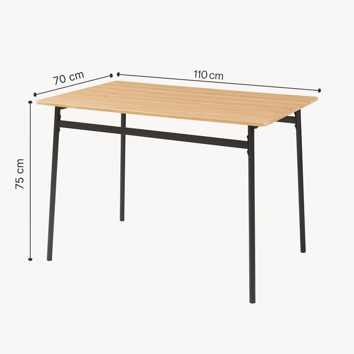 Image du produit En.Casa Essgruppe Pollenev 5-tlg. Schwarz/Eicheoptik (Panneau de bois MDF)