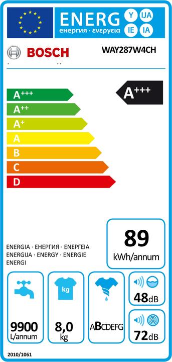Etichetta energetica Bosch Hausgeräte Way287w4ch (8 kg, A sinistra)