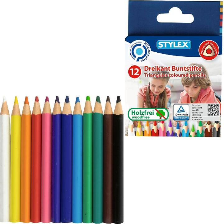 Roost Farbstifte klein 26002 6 Farben 12 Stück (Gelb, Grün, Blau, Schwarz, Rot, Braun, 12 x)